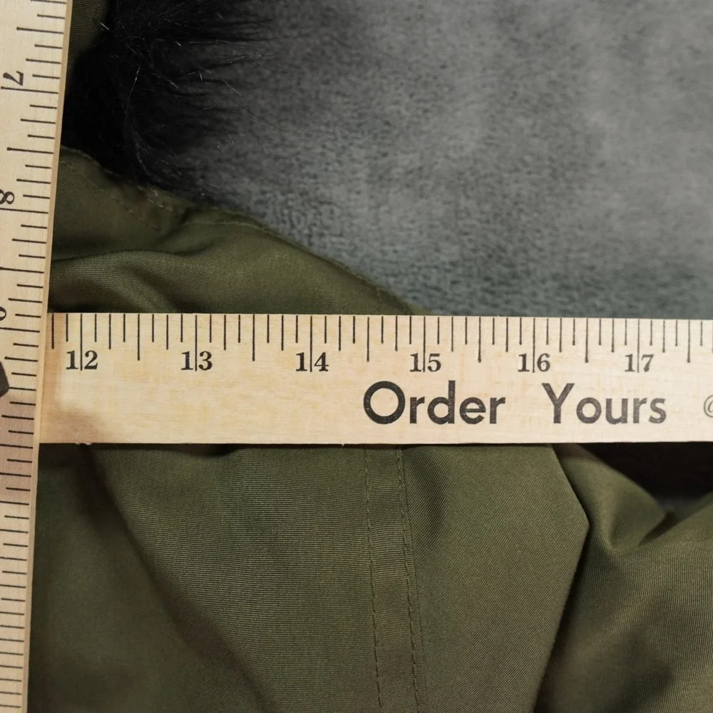 Abercrombie Fitch Jacket Womens XS Olive‎ Green Faux Fur Hooded Puffer Bomber